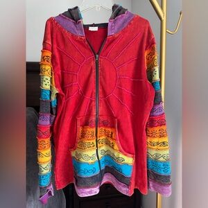 The Greater Good Cotton Colorful Sunshine Bohemian Hoodie -  L/XL